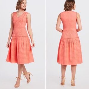 Draper James Coral Eyelet Midi Dress size 6